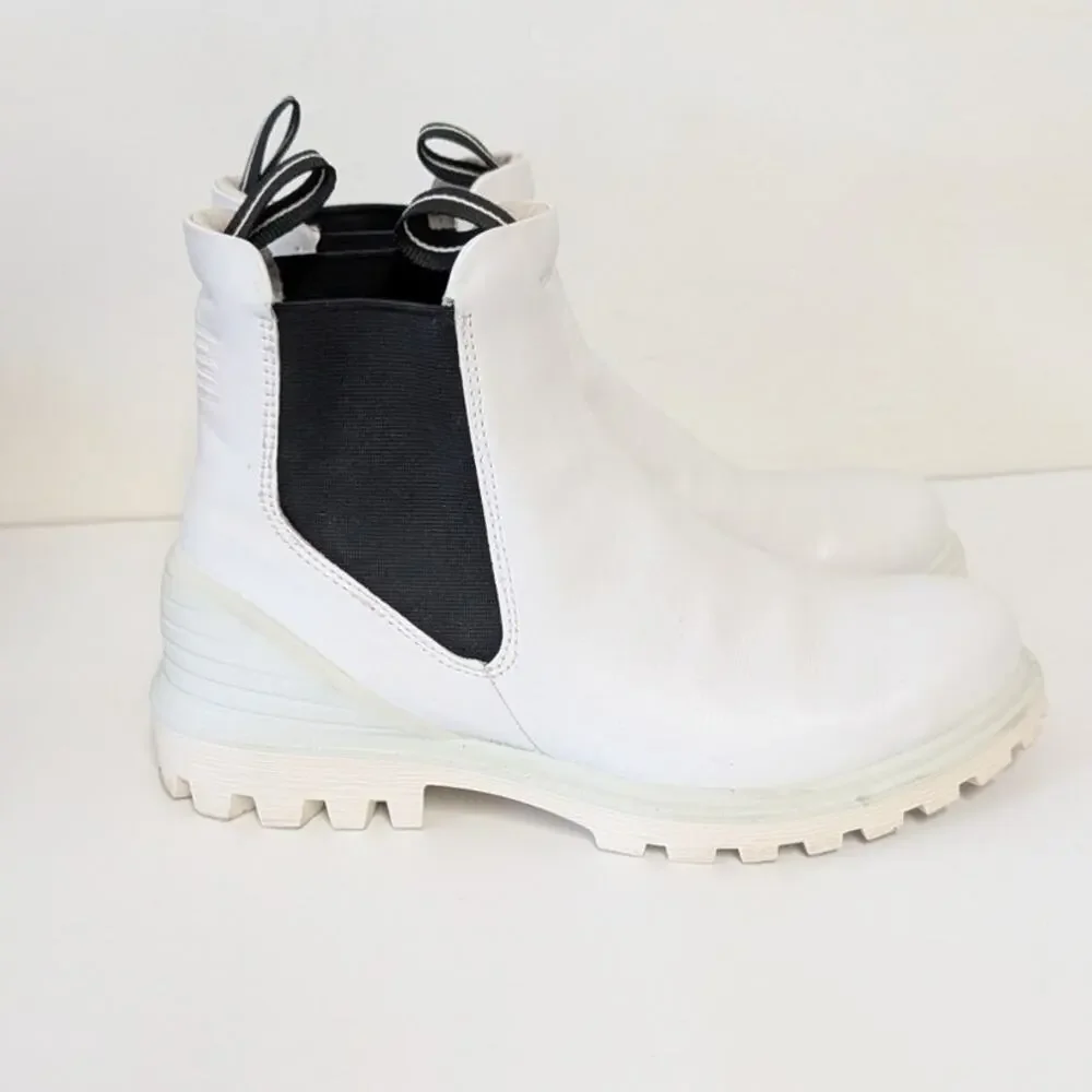 Ecco Tredtray W Leather Ankle Boots Womens EU40/US9-9.5 Ecru/Gray/White
